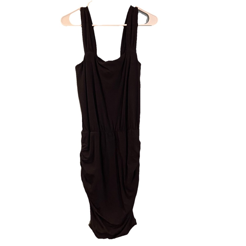 NEW Women's Evereve Sundry Black Cotton Blend Stretch Cinched Tank Dress Size 1